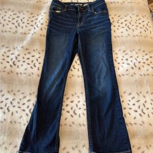 Cat & Jack Girls Dark Blue Bootcut Jeans size 10 super stretch, adjustable waist